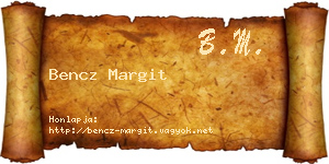 Bencz Margit névjegykártya